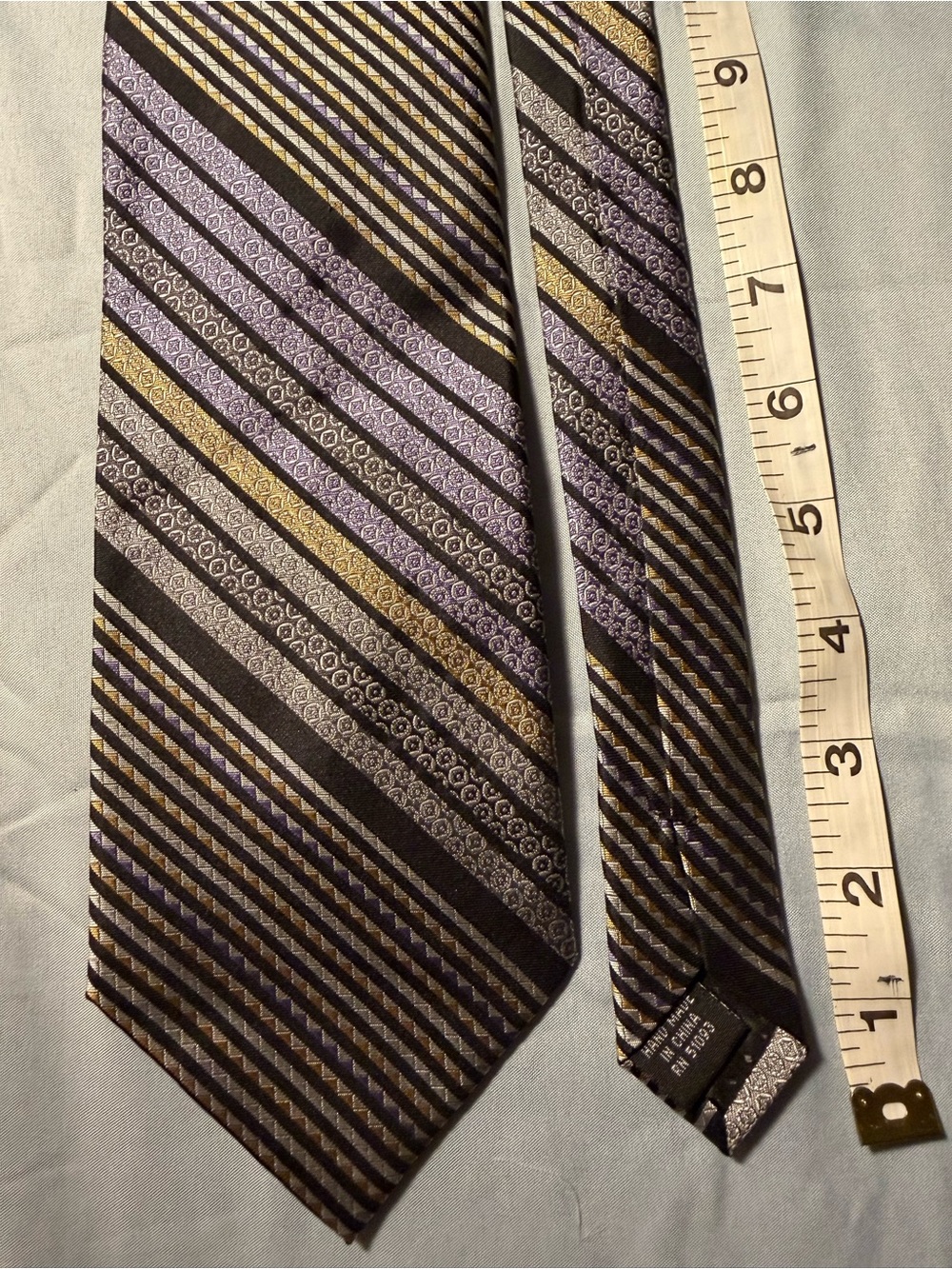 Tango Men's Striped Silk Tie in Black, Purple & Gold